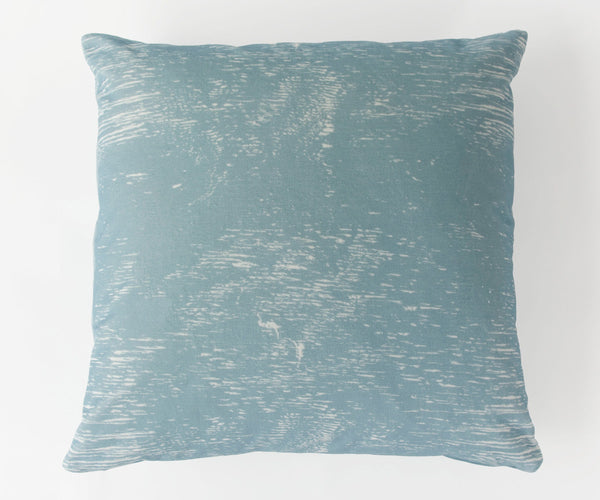 Wood Grain Study Print Velvet Pillow in Pastel Blue