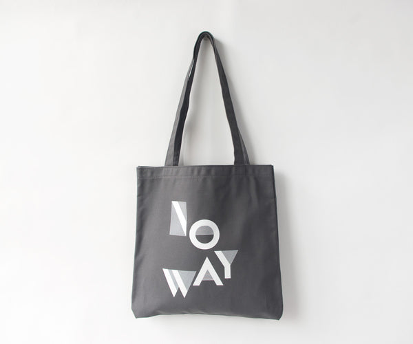 NO WAY Canvas Tote in Grey and White 