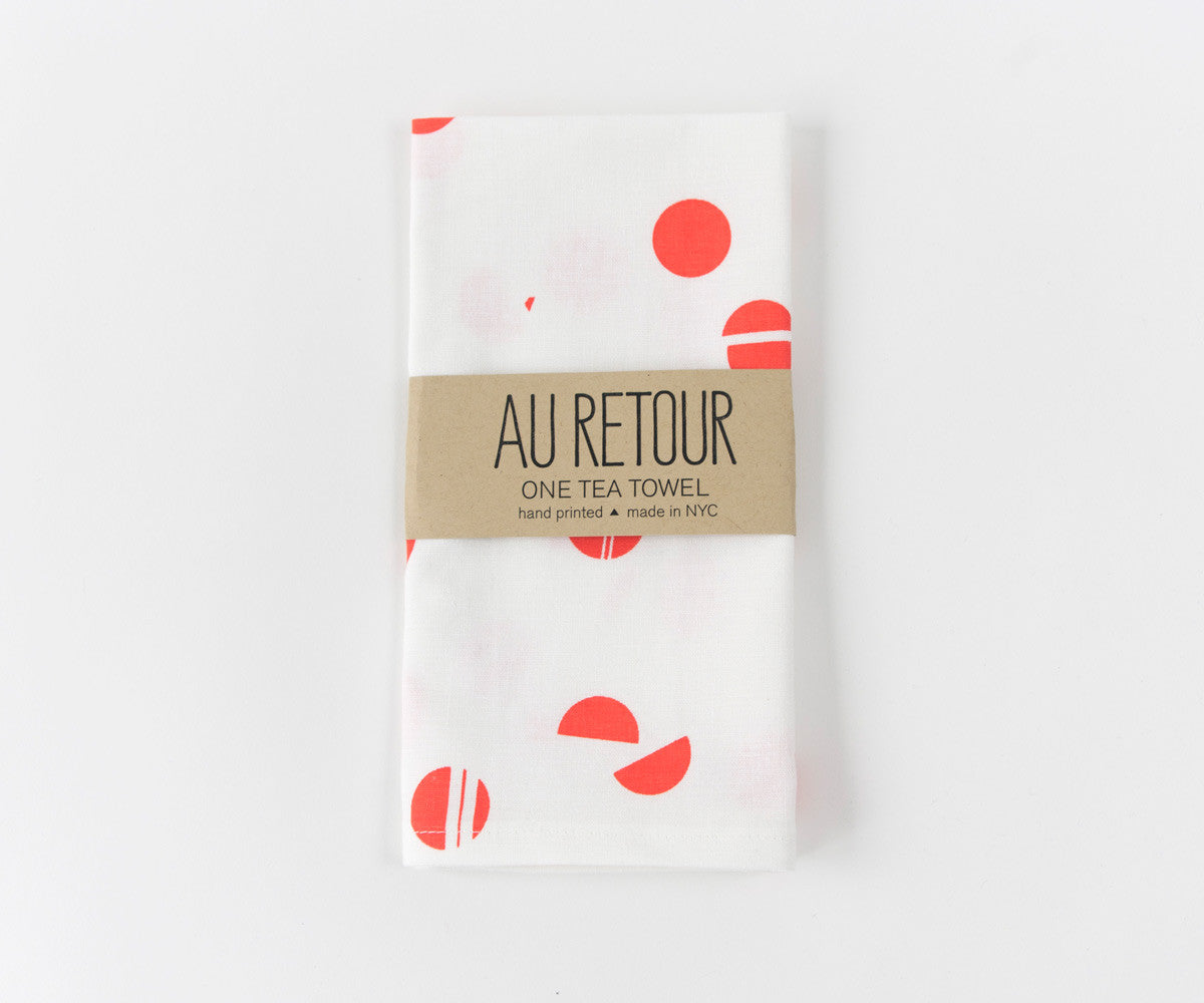 Confetti Drop Teal Towel in Coral