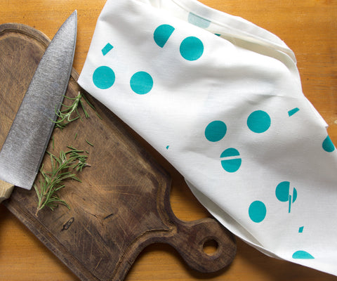 Confetti Drop Teal Towel in Teal