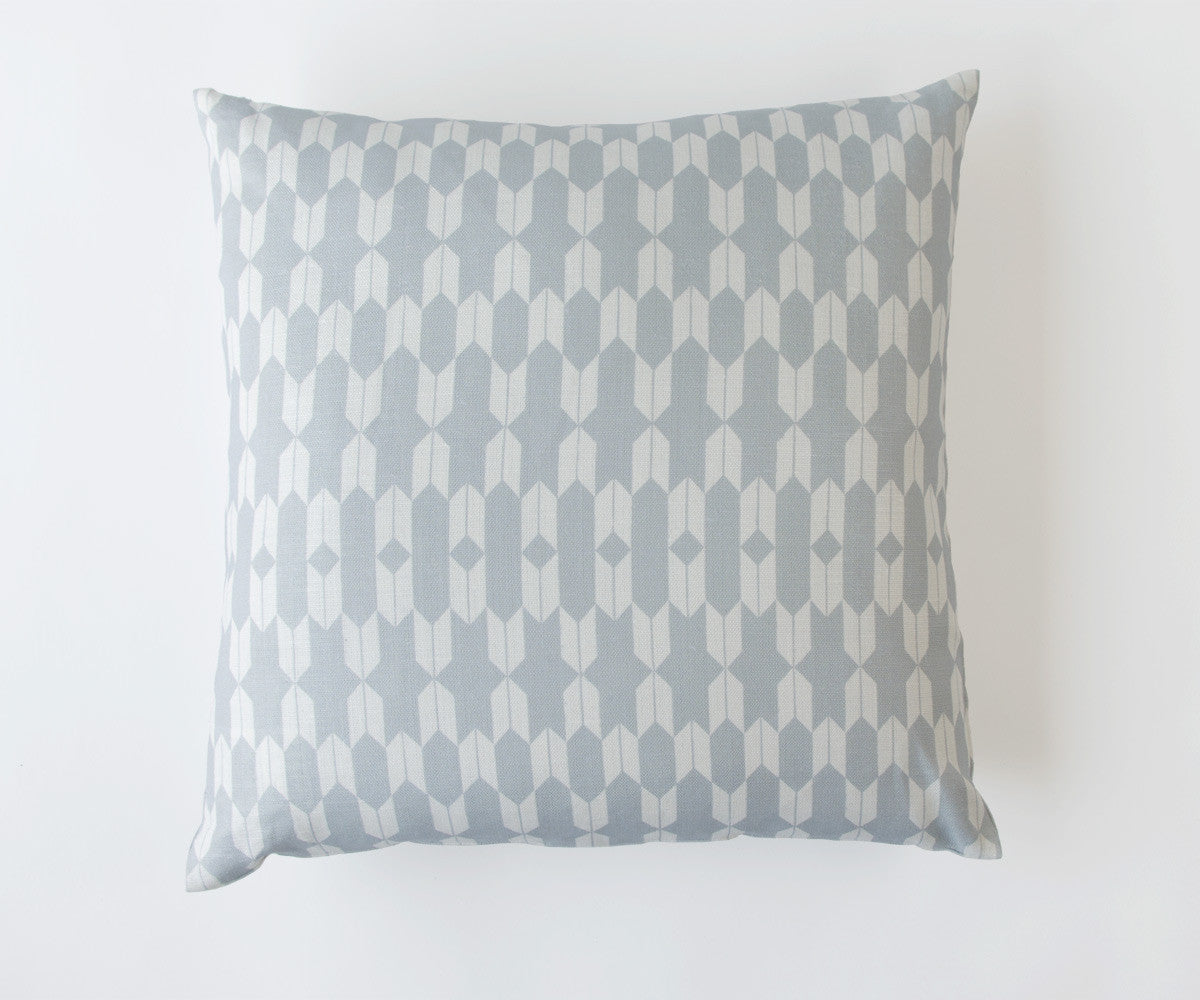 Inverted Arrows Print Pillow in Fog